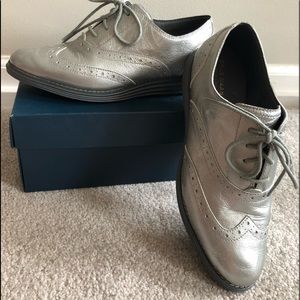 Metallic Silver Oxfords